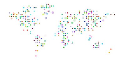 Renkli Noktalar Dünya Haritası Silueti