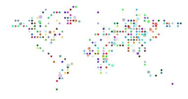 Animasyon Renkli Noktalar tarafından oluşturulan Dünya Haritası