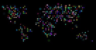 Renkli Noktalar Dünya Haritası Silueti
