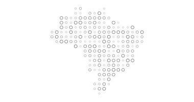 Renkli nefes alma noktalarının üretken videosu modern dijital estetik ile Brezilya haritasını oluşturuyor.