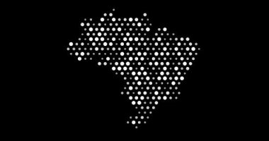 Şebeke üzerinde düzenlenmiş canlı animasyon çemberleri dijital sanat tarzını kullanarak Brezilya haritasını yavaş yavaş oluşturur.