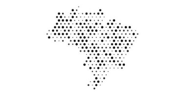 Brezilya 'nın soyut dijital haritası sürekli ritmik hareketlerle renkli üretici çemberlerle oluşturuldu.