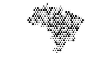 Brezilya haritasını oluşturan nefes alan pikselleri gösteren animasyon üretici sanatlar.