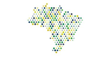 Brezilya 'nın tanınabilir haritasını oluşturmak için yavaş yavaş hareket eden dairelerden oluşan pikselleştirilmiş bir ızgara..