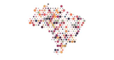 Renkli geometrik noktalı yapılar Brezilya haritası oluşturur, görsel bir nefes ritmi oluşturur..