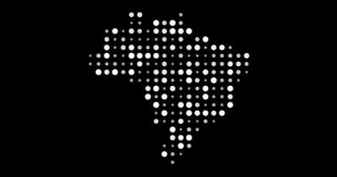 Şebeke üzerinde düzenlenmiş canlı animasyon çemberleri dijital sanat tarzını kullanarak Brezilya haritasını yavaş yavaş oluşturur.