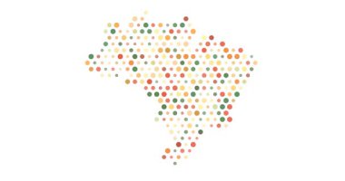 Brezilya 'nın soyut dijital haritası sürekli ritmik hareketlerle renkli üretici çemberlerle oluşturuldu.