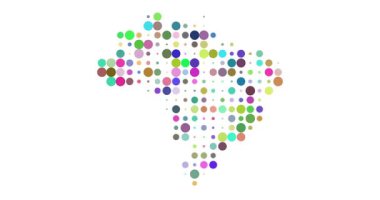 Brezilya 'nın üretken soyut sanat eserleri renkli nokta desenlerinin yaratıcı hareketleriyle şekillenmiştir.