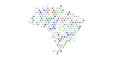 Brezilya 'nın tanınabilir haritasını oluşturmak için yavaş yavaş hareket eden dairelerden oluşan pikselleştirilmiş bir ızgara..