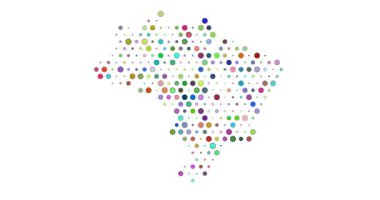 Brezilya 'nın tanınabilir haritasını oluşturmak için yavaş yavaş hareket eden dairelerden oluşan pikselleştirilmiş bir ızgara..