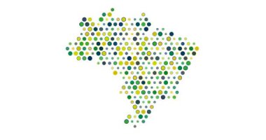 Brezilya 'nın tanınabilir haritasını oluşturmak için yavaş yavaş hareket eden dairelerden oluşan pikselleştirilmiş bir ızgara..