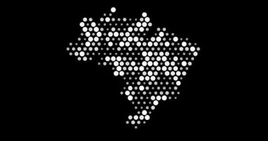 Brezilya haritasını oluşturan nefes alan pikselleri gösteren animasyon üretici sanatlar.