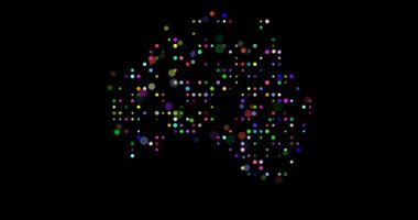 Canlandırılmış Daire Izgarası Avustralya Haritasını Gösteriyor