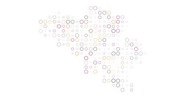 Belçika 'nın renkli şebeke haritası. Video Canlandırması