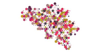 Belçika 'nın renkli şebeke haritası. Video Canlandırması