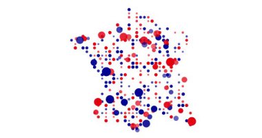 Canlandırılmış Çemberler Tarafından Oluşturulan Fransa Haritası