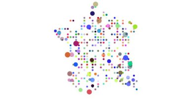 Nokta Deseninde Fransa 'nın Renkli Haritası