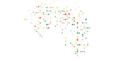 Dijital parçacıklar Gine haritası oluşturmak için birleşir