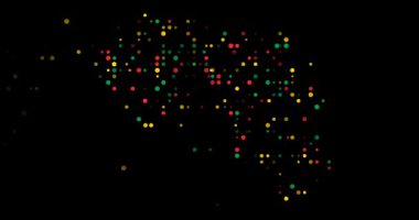 Yüzen parçacıklardan Gine haritası silueti