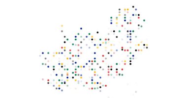 Uçan noktalar Güney Afrika anahatlarının animasyonu