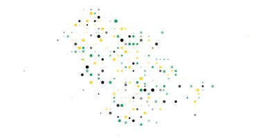 Ruanda silueti soyut uçan noktalardan oluşur.