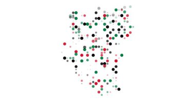 Uçan Noktalı Soyut Üretici Sudan Haritası