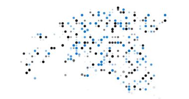 Artistic Generative Animation Showing Estonian Silhouette from Emerging Dots