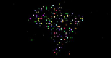 Generative flowing circles shaping Brazil silhouette