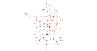 Circles Converging into France's Silhouette in Generative Motion