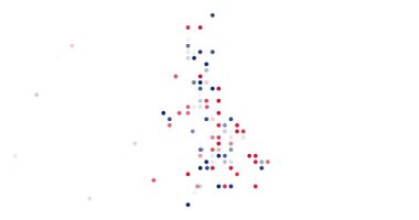 Silhouette of United Kingdom Born from Generative Flying Circle Elements