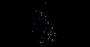 United Kingdom map abstract generative art from flying dots