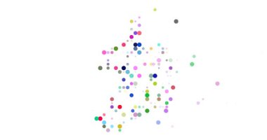 Post-Conceptual Generative Circles Converging on Ireland's Map Silhouette