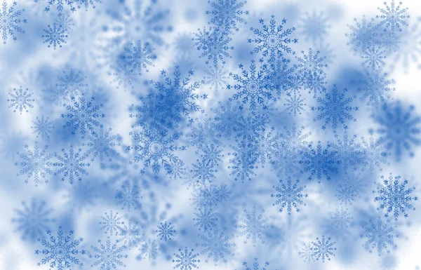 Cyfrowo Stworzony Obraz Abstrakcyjnego Niebieskiego Tła Płatków Śniegu — Zdjęcie stockowe