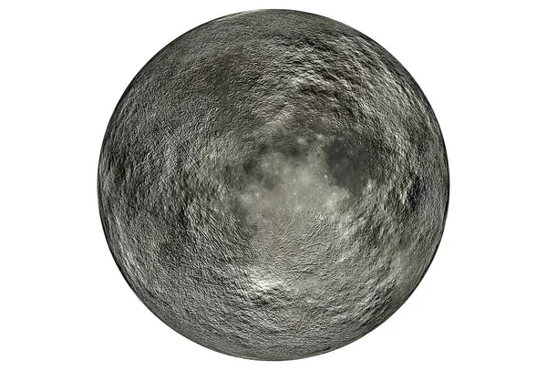 Digitalt Renderade Planet Månen Isolerad Vit Bakgrund — Stockfoto