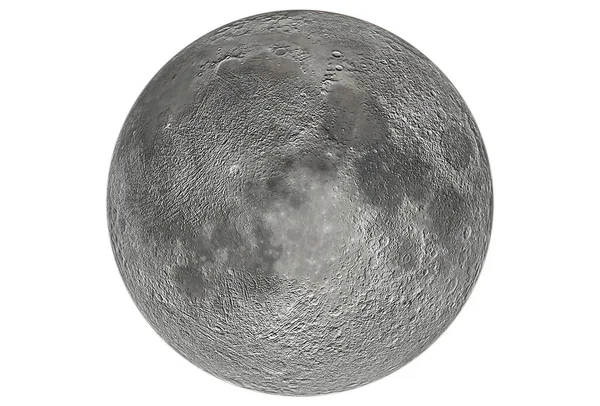 Цифровой Рендеринг Луны Изолирован Белом Фоне Стоковое Изображение