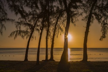 wolmar beach at sunset in the west coast of the tropical island of Mauritius.
