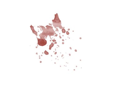 Dijital olarak hazırlanmış kırmızı kan lekesi beyaz arkaplanda izole edilmiş.