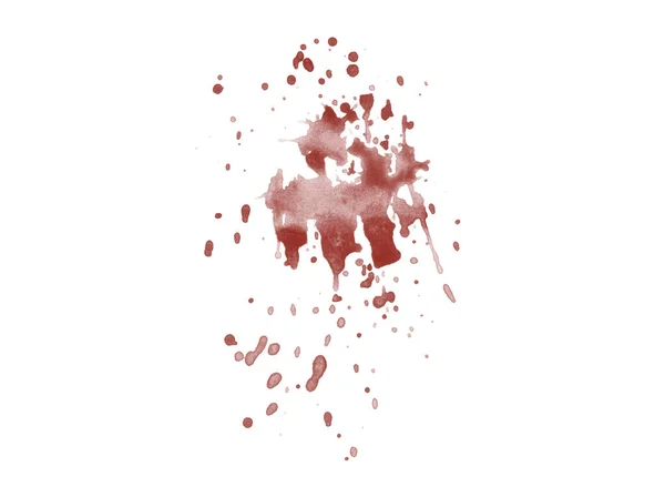Macchia Schizzi Sangue Rosso Resa Digitalmente Isolata Sfondo Bianco — Foto Stock