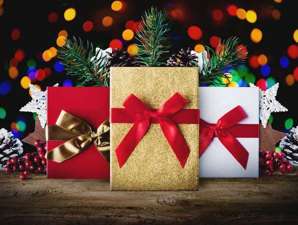 Conjunto Presentes Natal Prontos Para Véspera Natal — Fotografia de Stock