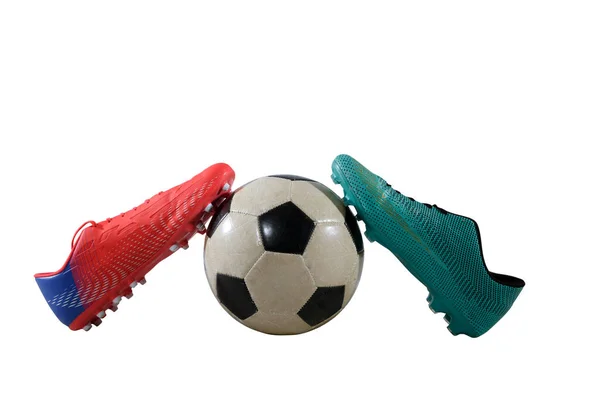 Κοντινό Πλάνο Ποδοσφαιρικών Παπουτσιών Κορδόνια Έτοιμα Για Αγώνα — Φωτογραφία Αρχείου
