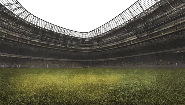 緑の芝生と近代的なサッカースタジアムの景色 — ストック写真