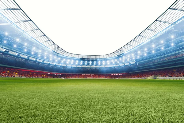 Modern Voetbalstadion Uitzicht Met Groen Gras — Stockfoto
