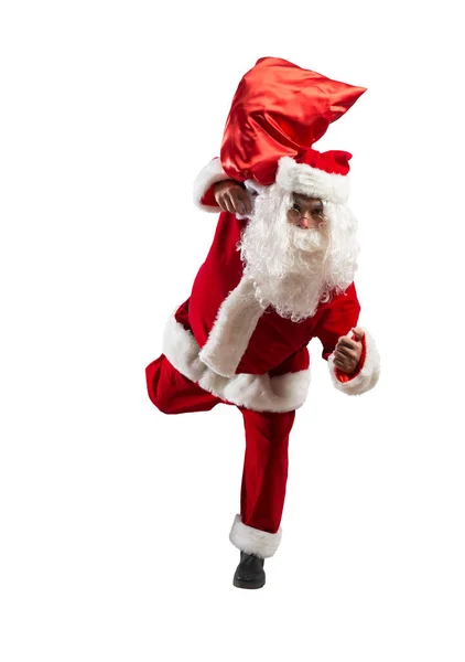 Der Weihnachtsmann Eilt Herbei Alle Geschenke Abzuliefern — Stockfoto