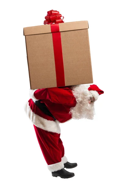 Santa Claus Carry Big Xmas Gift — Stock Photo, Image