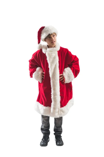 Молодой Человек Костюме Санта Клауса Готов Рождеству — стоковое фото