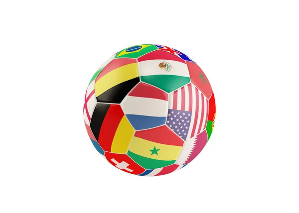 サッカーボールの3Dレンダリングカタールのチーム国旗2022 — ストック写真