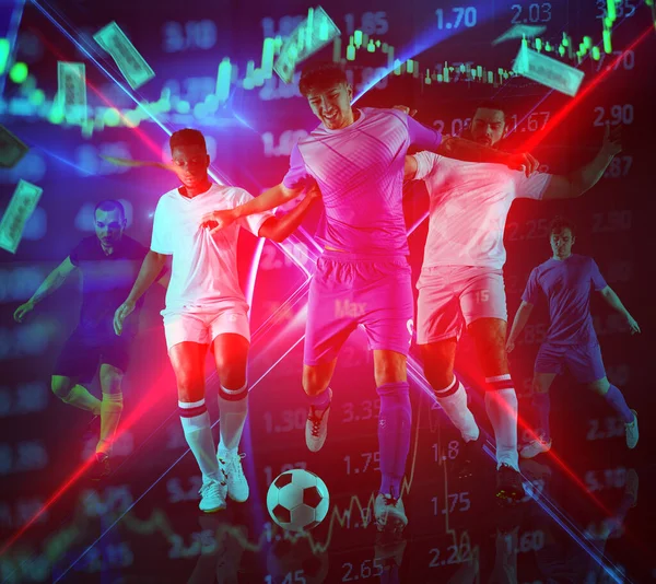 Concepto Apuesta Fútbol Con Jugadores Fútbol Durante Una Competición Partidos — Foto de Stock