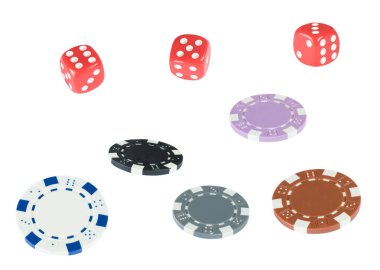 Chips and dice. concept of gambling and betting