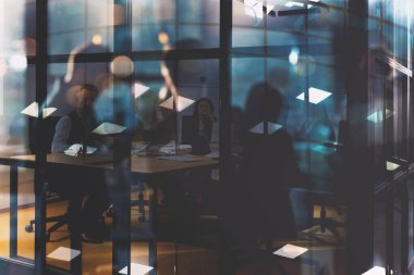 Businessteam work together in office. Concept of teamwork and partnership