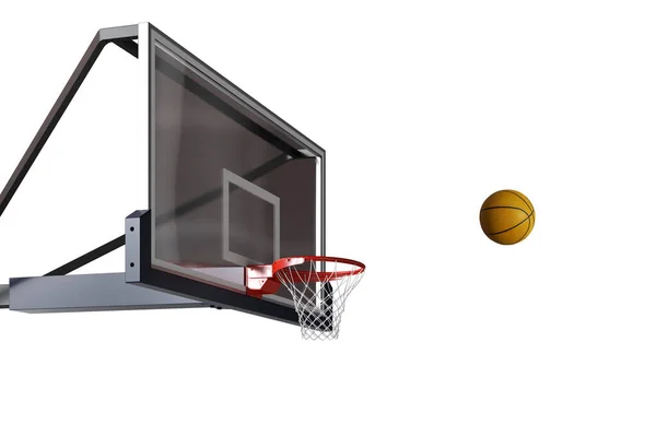 Basketball Scene Ball Entering Basket Rendering — Fotografia de Stock